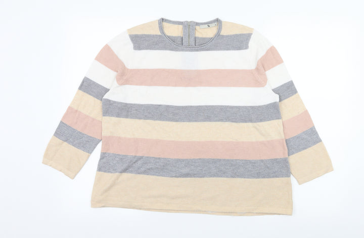 TU Womens Multicoloured Striped Knit Pullover Jumper Size 16