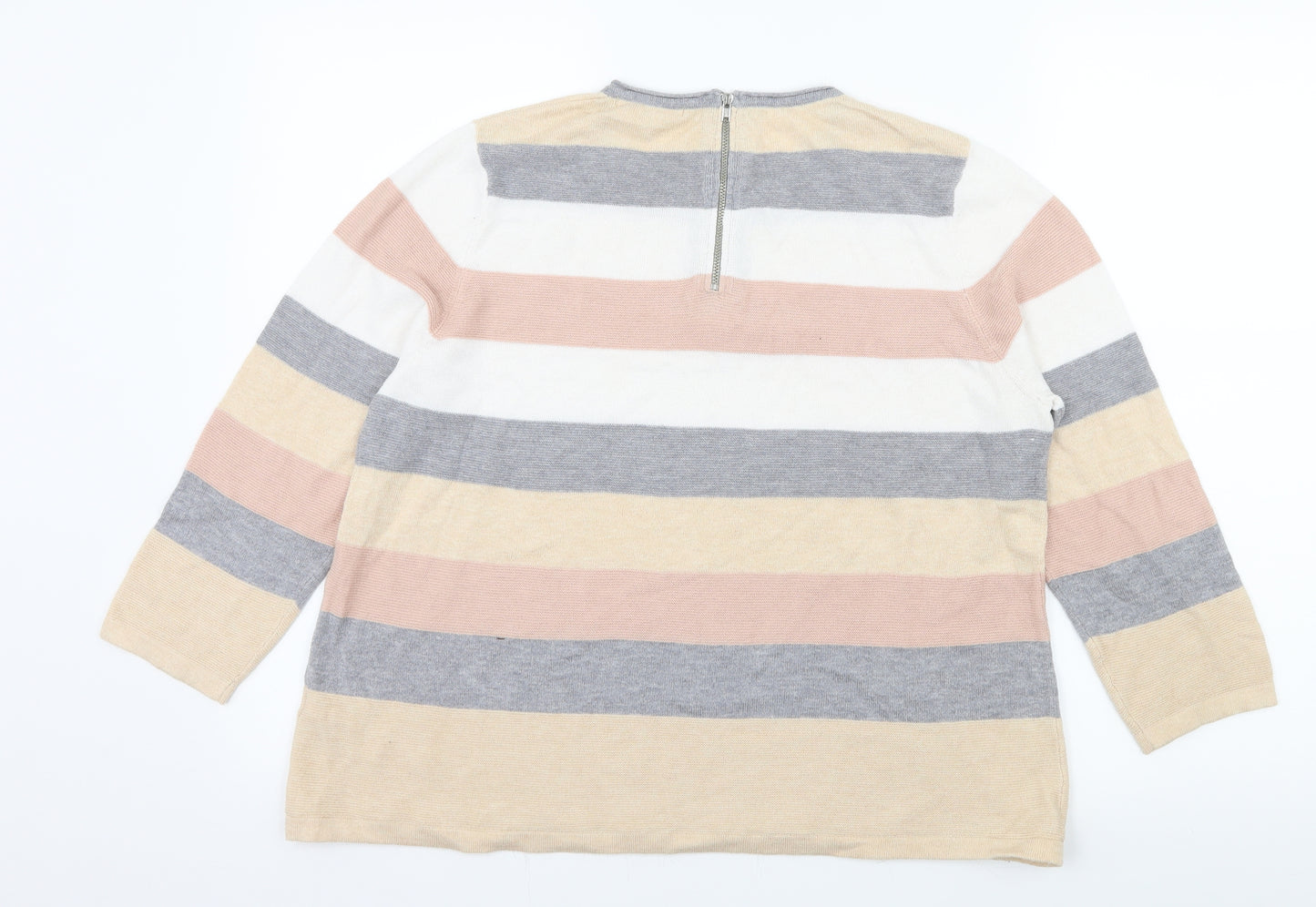 TU Womens Multicoloured Striped Knit Pullover Jumper Size 16