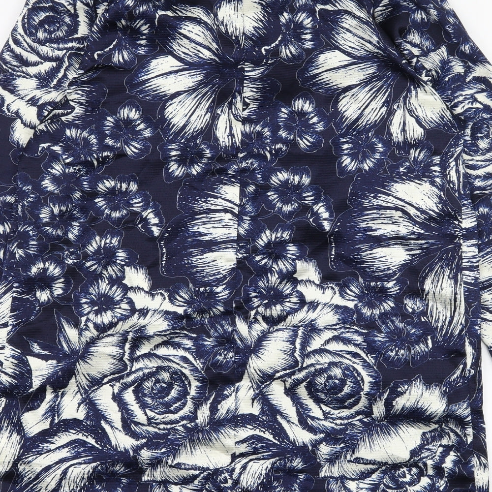 Atmosphere Womens Blue Floral Satin Jacket Blazer Size 12