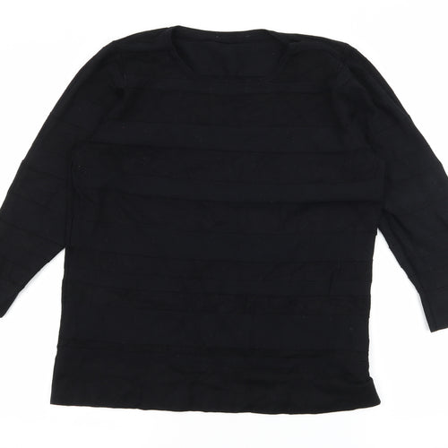 BHS Womens Black Striped Knit Pullover Jumper Size 14