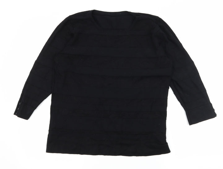 BHS Womens Black Striped Knit Pullover Jumper Size 14