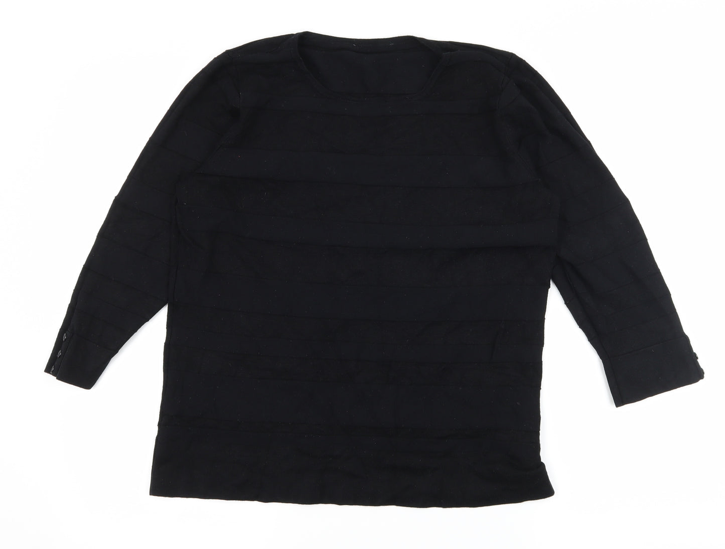 BHS Womens Black Striped Knit Pullover Jumper Size 14