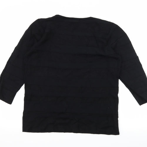 BHS Womens Black Striped Knit Pullover Jumper Size 14