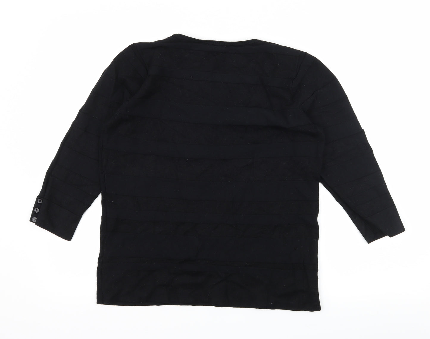 BHS Womens Black Striped Knit Pullover Jumper Size 14