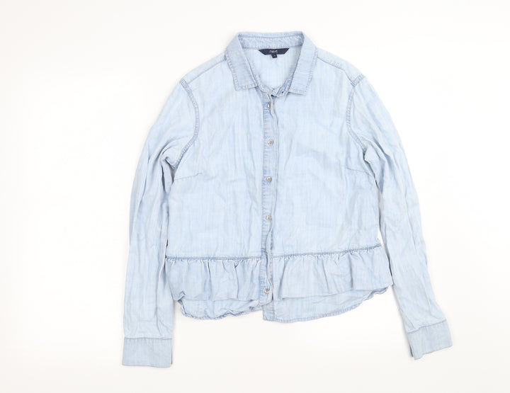 NEXT Womens Blue   Basic Button-Up Size 8
