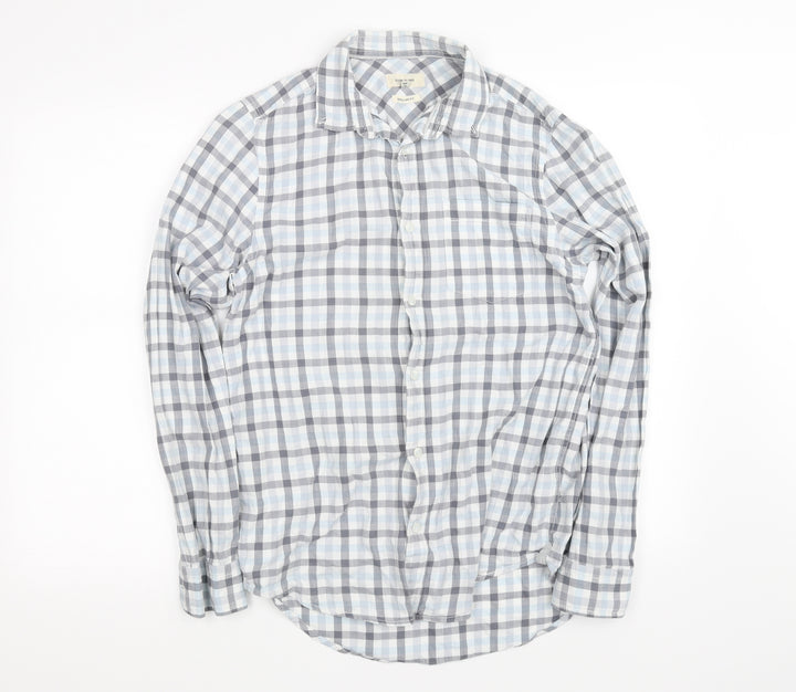 River Island Womens Blue Check  Basic Button-Up Size 2