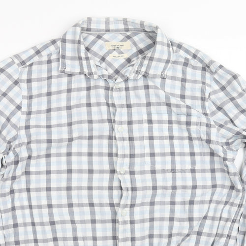 River Island Womens Blue Check  Basic Button-Up Size 2