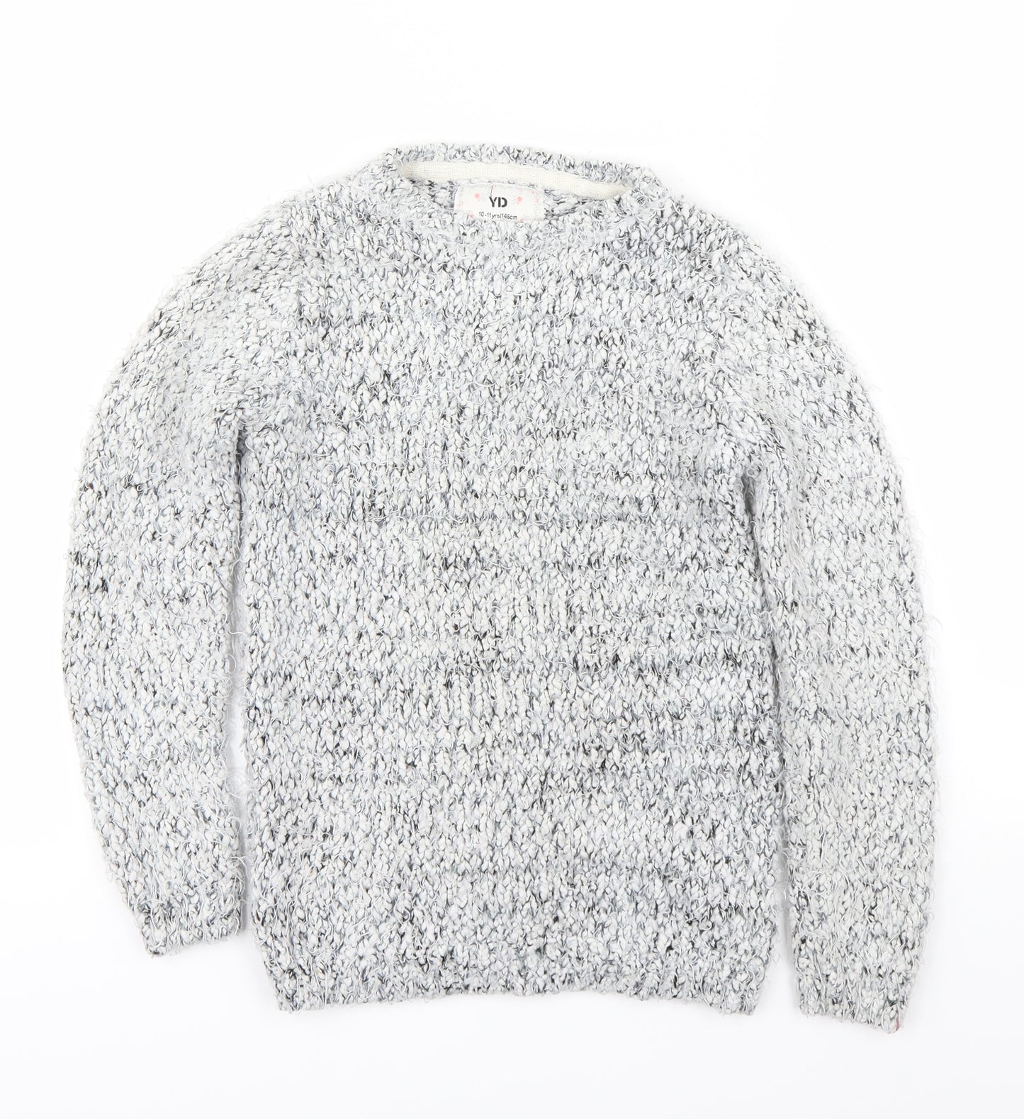 YD Girls Grey Houndstooth  Pullover Jumper Size 10-11 Years