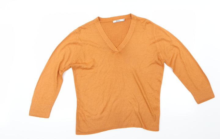 M&Co Womens Orange Pullover Jumper Size M