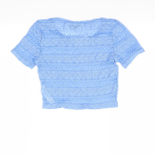 Topshop Womens Blue   Cropped T-Shirt Size 10