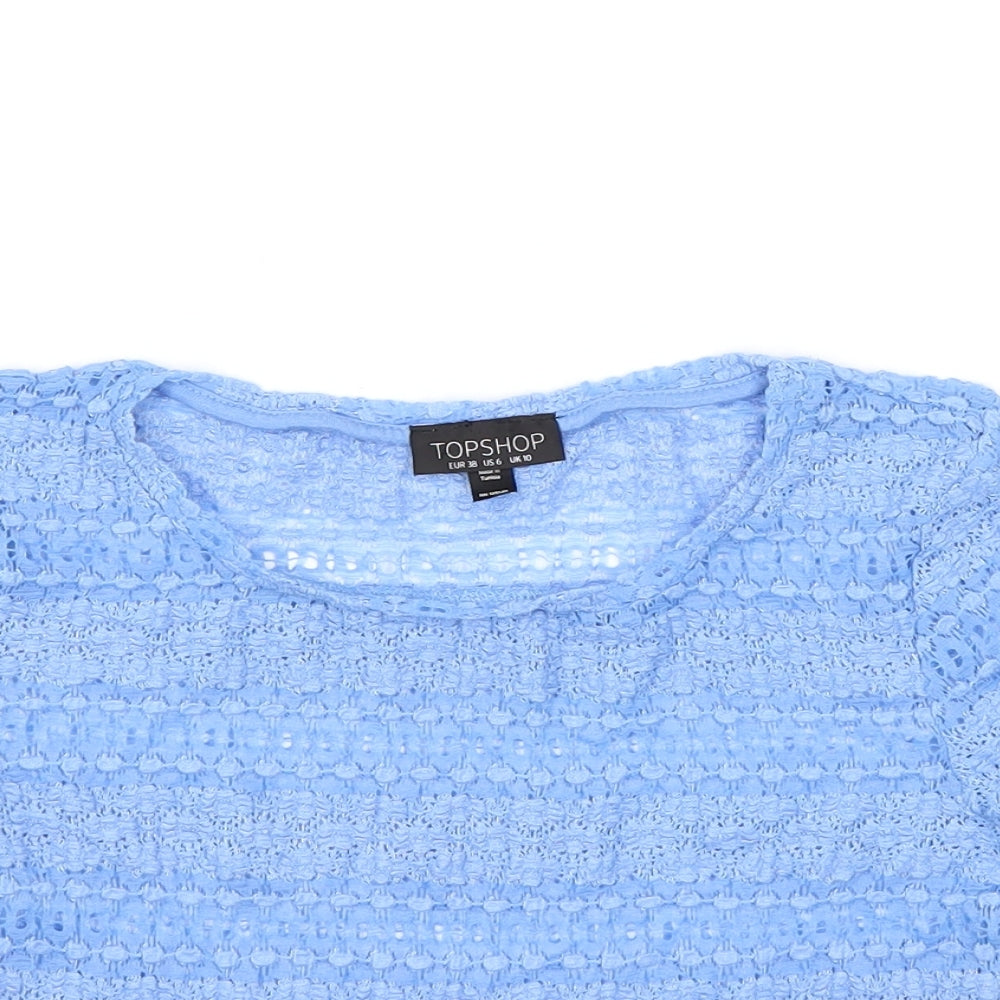 Topshop Womens Blue   Cropped T-Shirt Size 10
