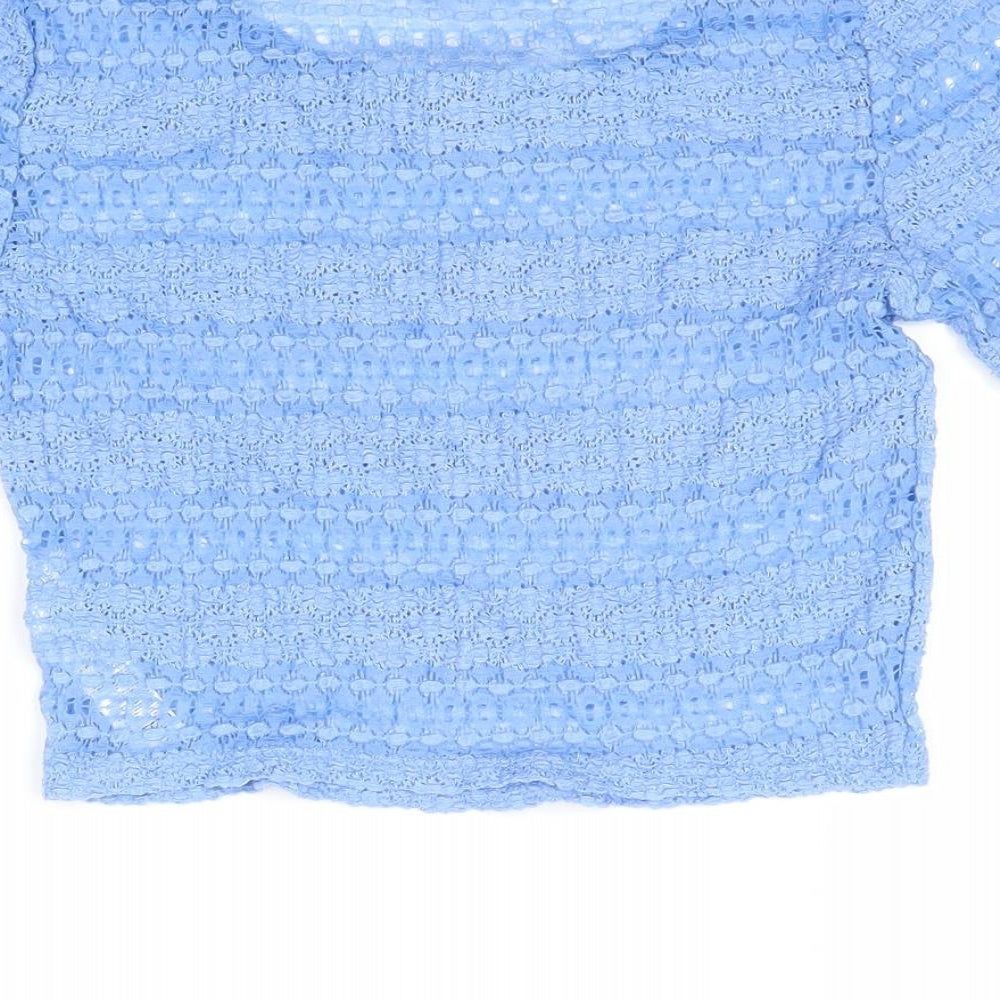 Topshop Womens Blue   Cropped T-Shirt Size 10