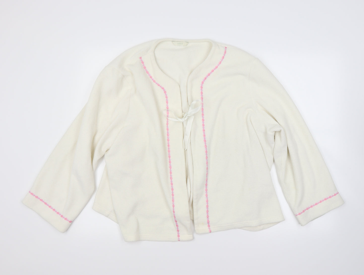 Marks and Spencer Womens White  Fleece Top Pyjama Top Size 20