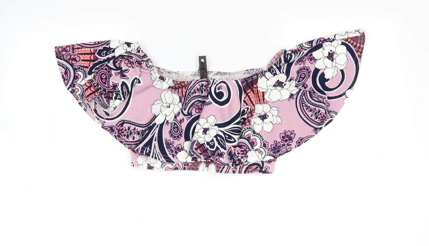 lotd Womens Pink Floral  Cropped Blouse Size 8