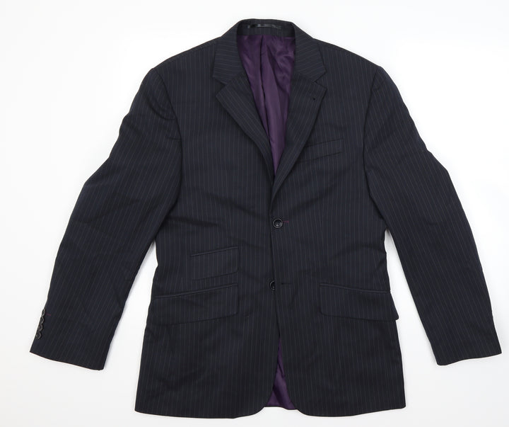 Burton Mens Blue Striped Jacket Blazer Size 38