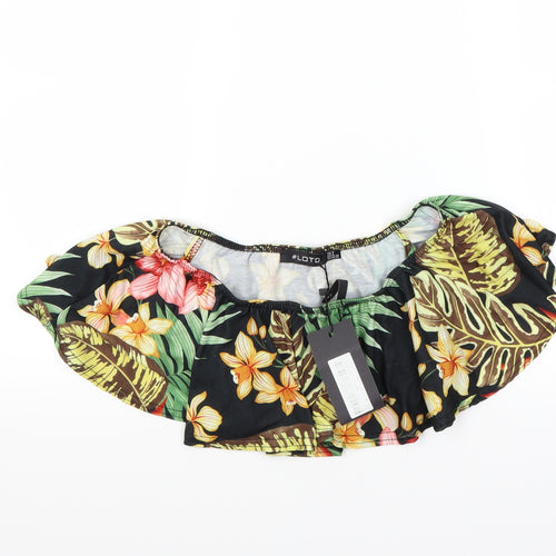 lotd Womens Multicoloured Floral  Cropped Blouse Size 8