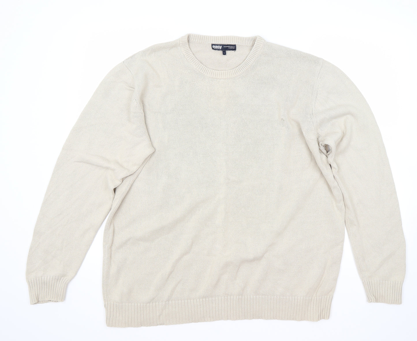 Easy Mens Beige   Pullover Jumper Size L