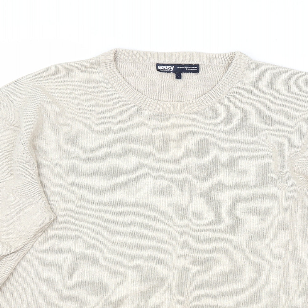 Easy Mens Beige   Pullover Jumper Size L