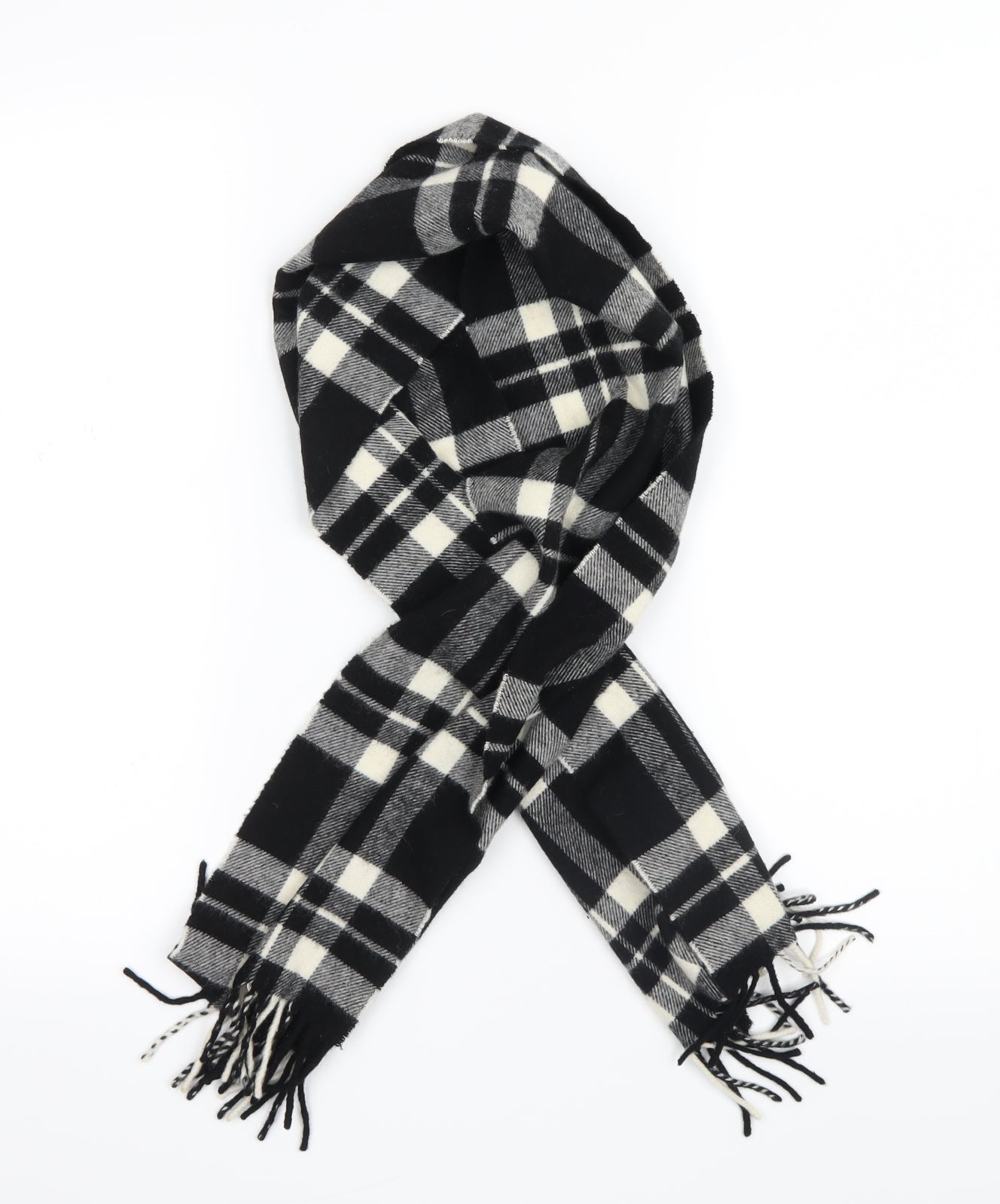 Preworn Womens Black Check Knit  Scarf