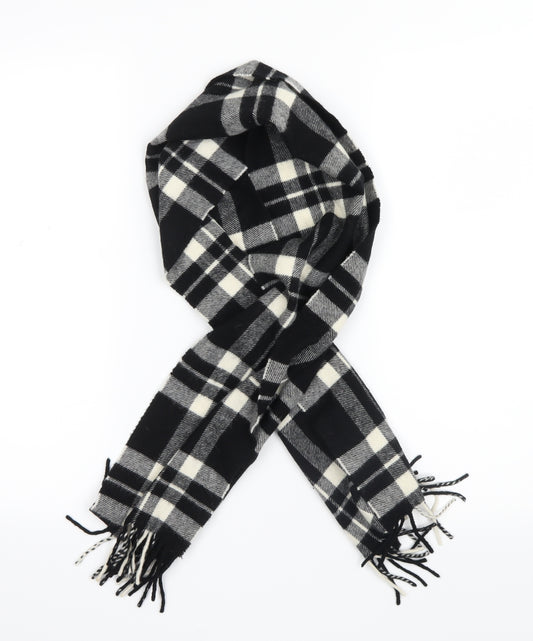 Front view of Preworn women’s black check knit scarf