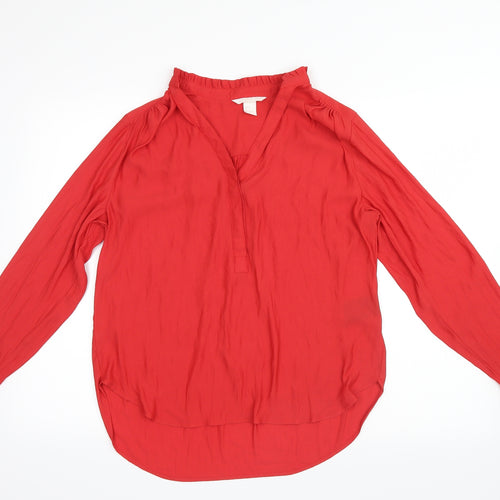 H&M Womens Red  Mesh Basic Blouse Size 6