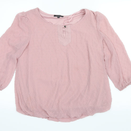 Soon Womens Pink  Mesh Basic Blouse Size 8  - Elastic sleeves and bottom