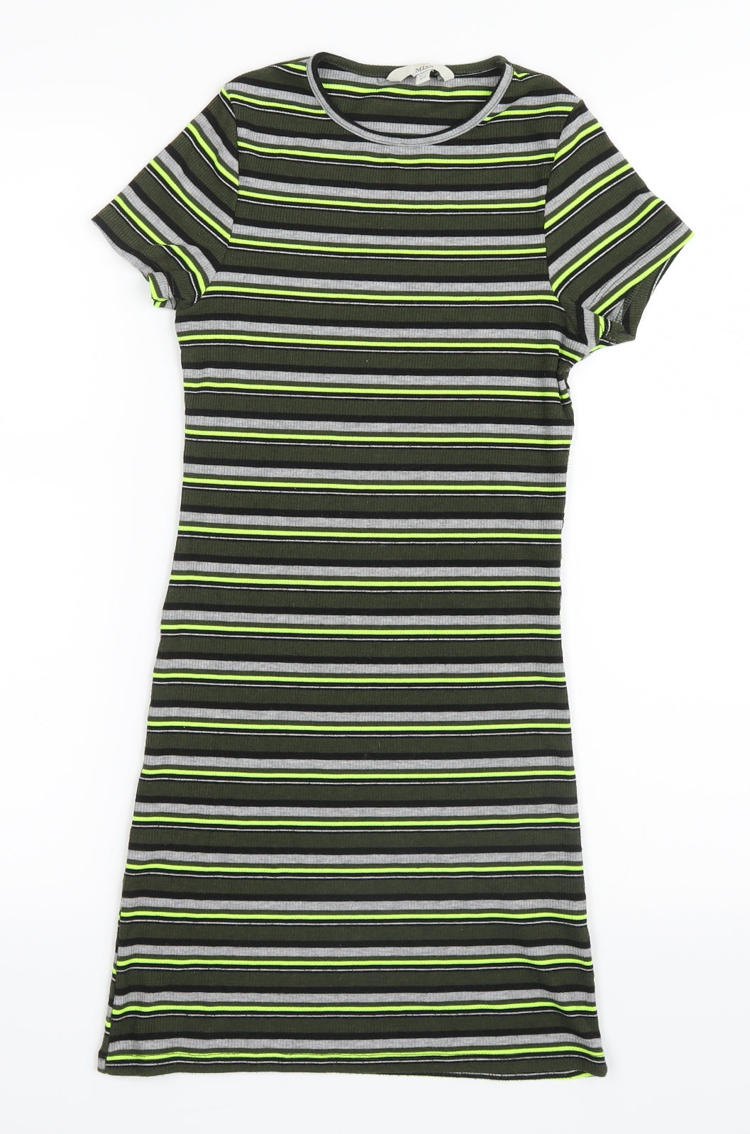 Miss E-vie Girls Green Striped  T-Shirt Dress  Size 10-11 Years