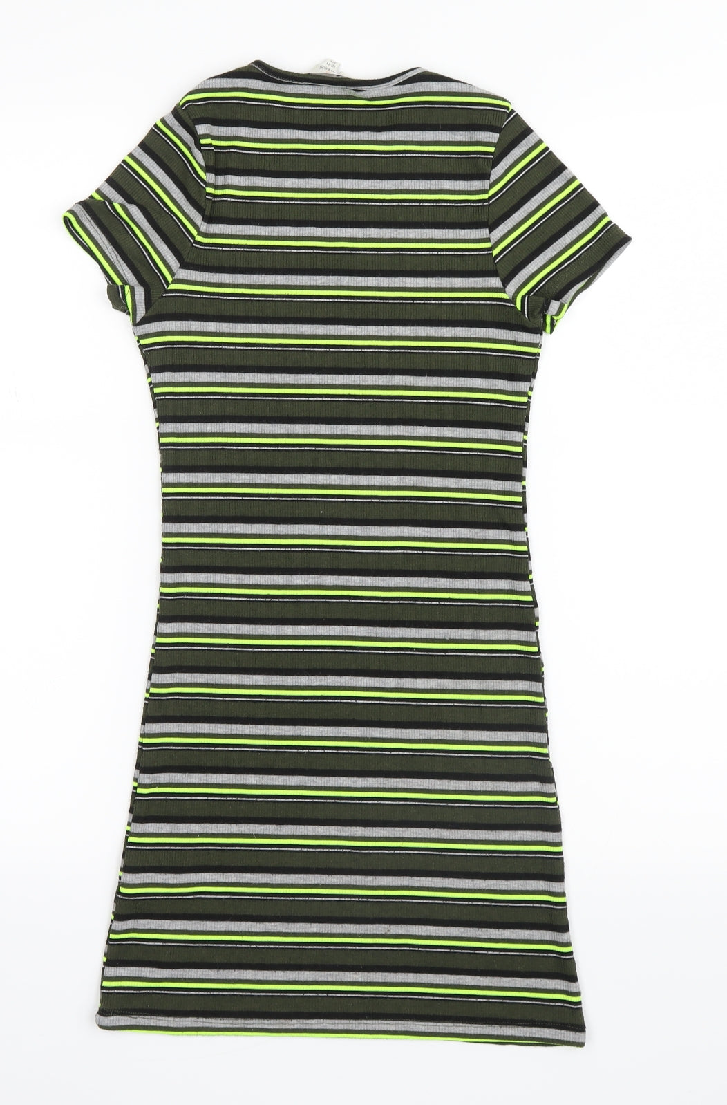 Miss E-vie Girls Green Striped  T-Shirt Dress  Size 10-11 Years
