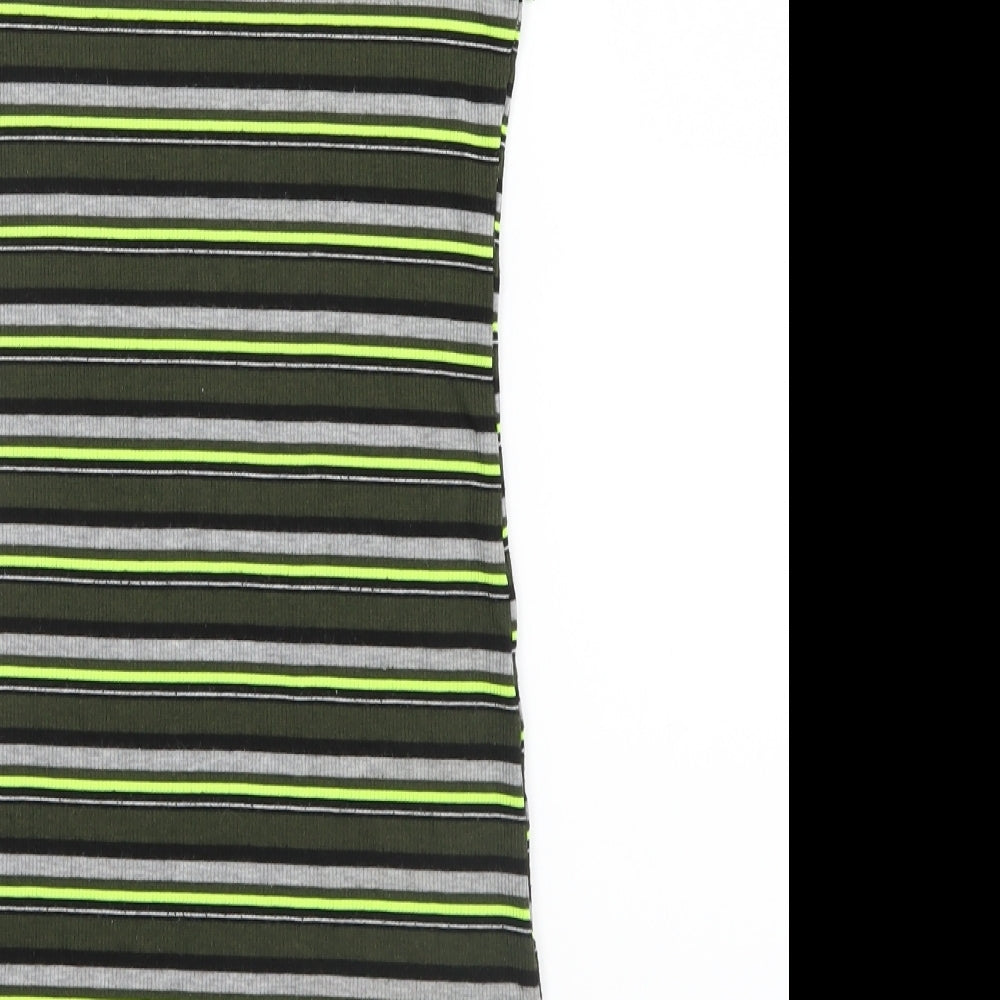 Miss E-vie Girls Green Striped  T-Shirt Dress  Size 10-11 Years