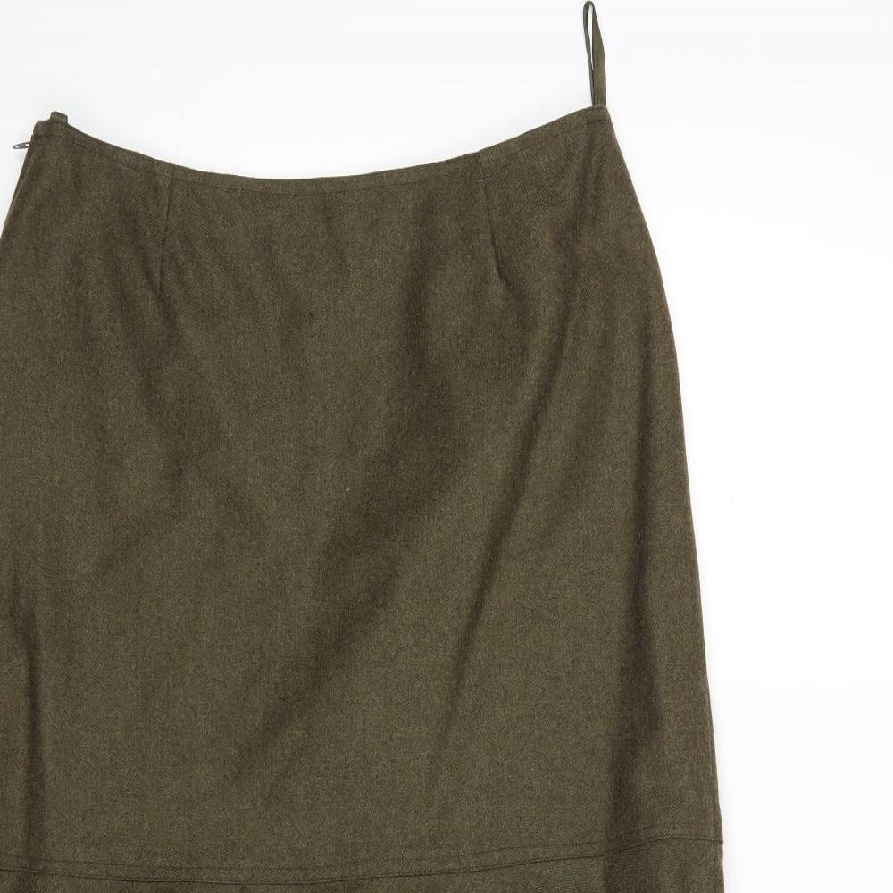 Preworn Womens Green   Pleated Skirt Size 31 in