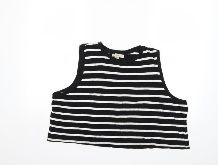 Atmosphere Womens Black Striped  Basic Tank Size XL