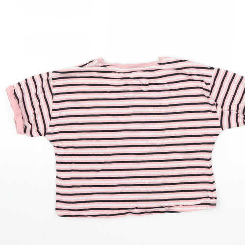 George Girls Pink Striped  Basic T-Shirt Size 9-10 Years