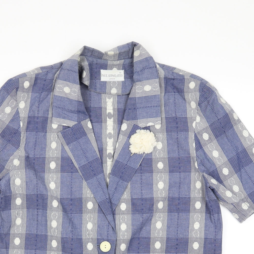 Paul Seperates Womens Blue Check  Jacket Blazer Size 12