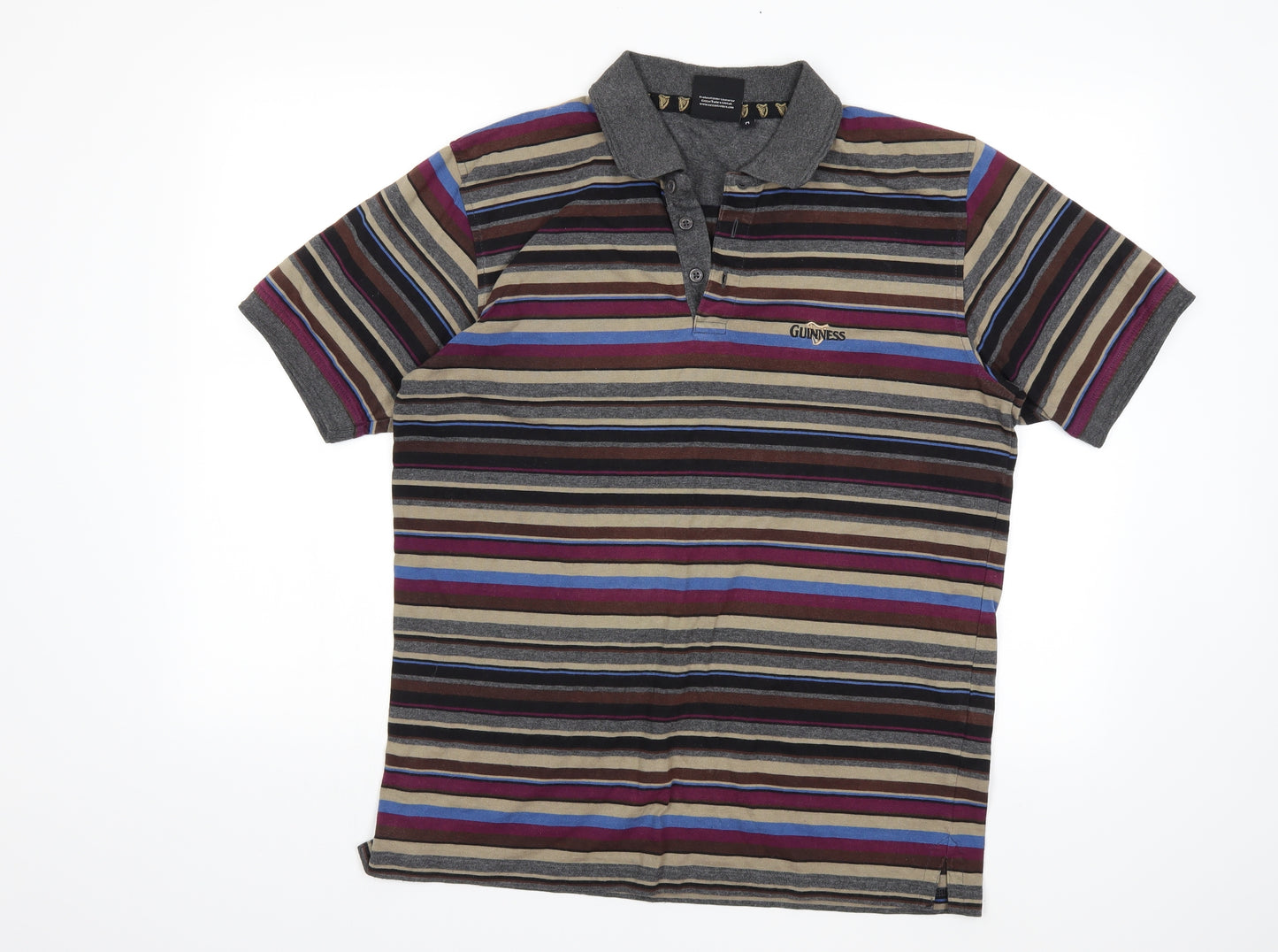Guinness Mens Purple Striped   Polo Size M