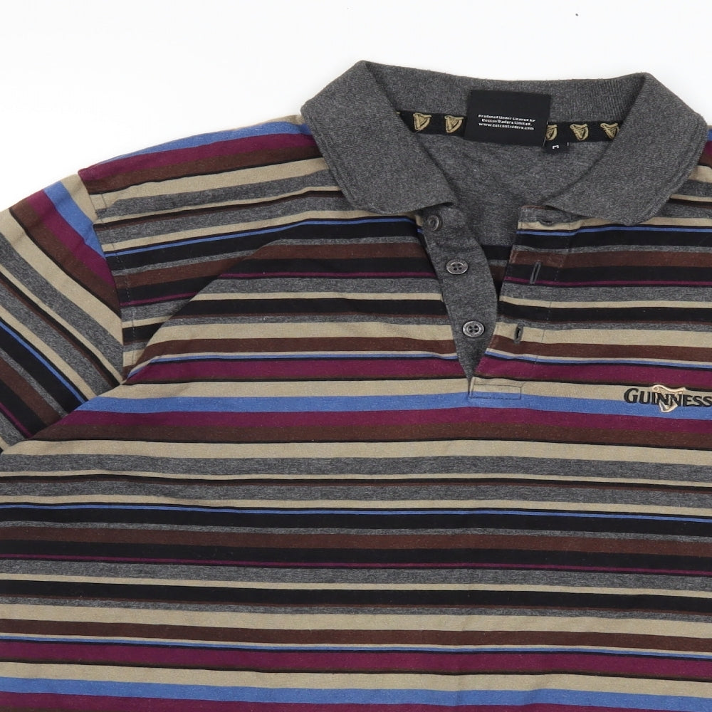 Guinness Mens Purple Striped   Polo Size M