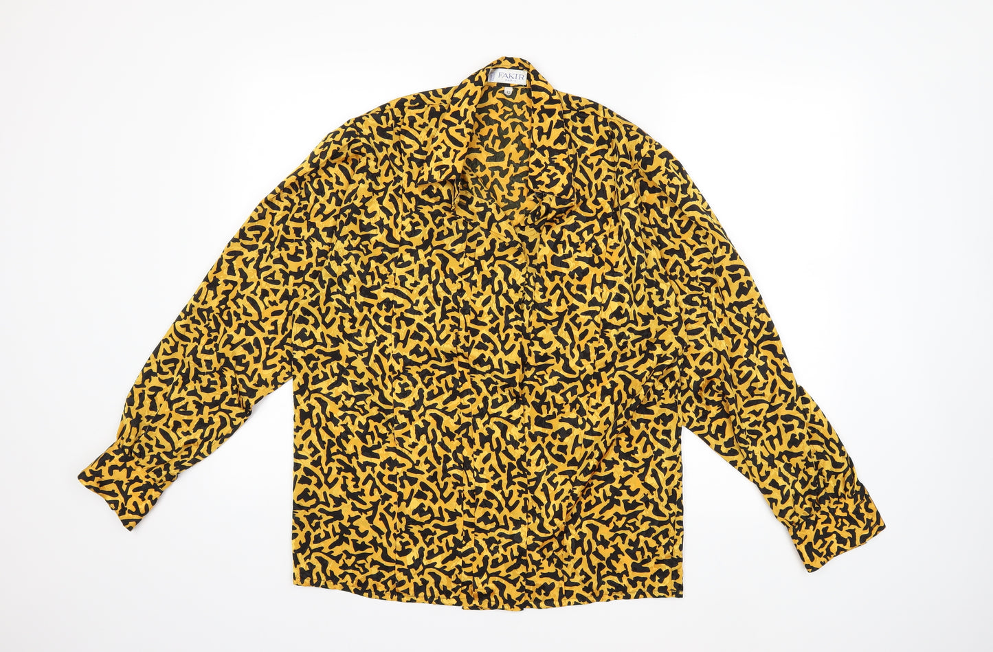FAKIR Womens Yellow Animal Print  Basic Blouse Size 14