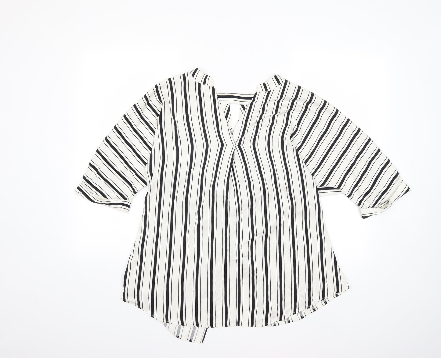 River Island Womens White Striped  Basic Blouse Size 10