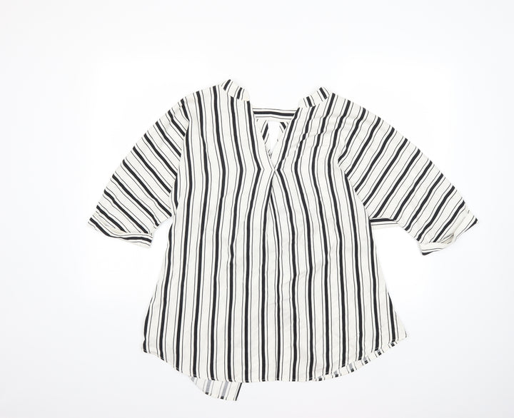 River Island Womens White Striped  Basic Blouse Size 10