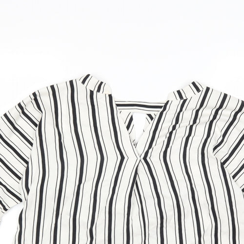 River Island Womens White Striped  Basic Blouse Size 10