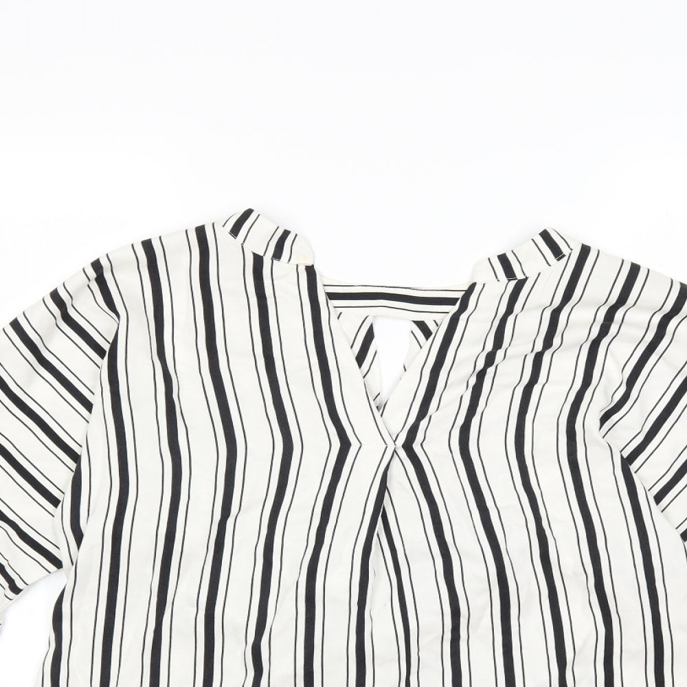 River Island Womens White Striped  Basic Blouse Size 10