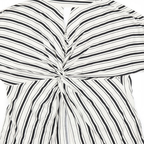 River Island Womens White Striped  Basic Blouse Size 10