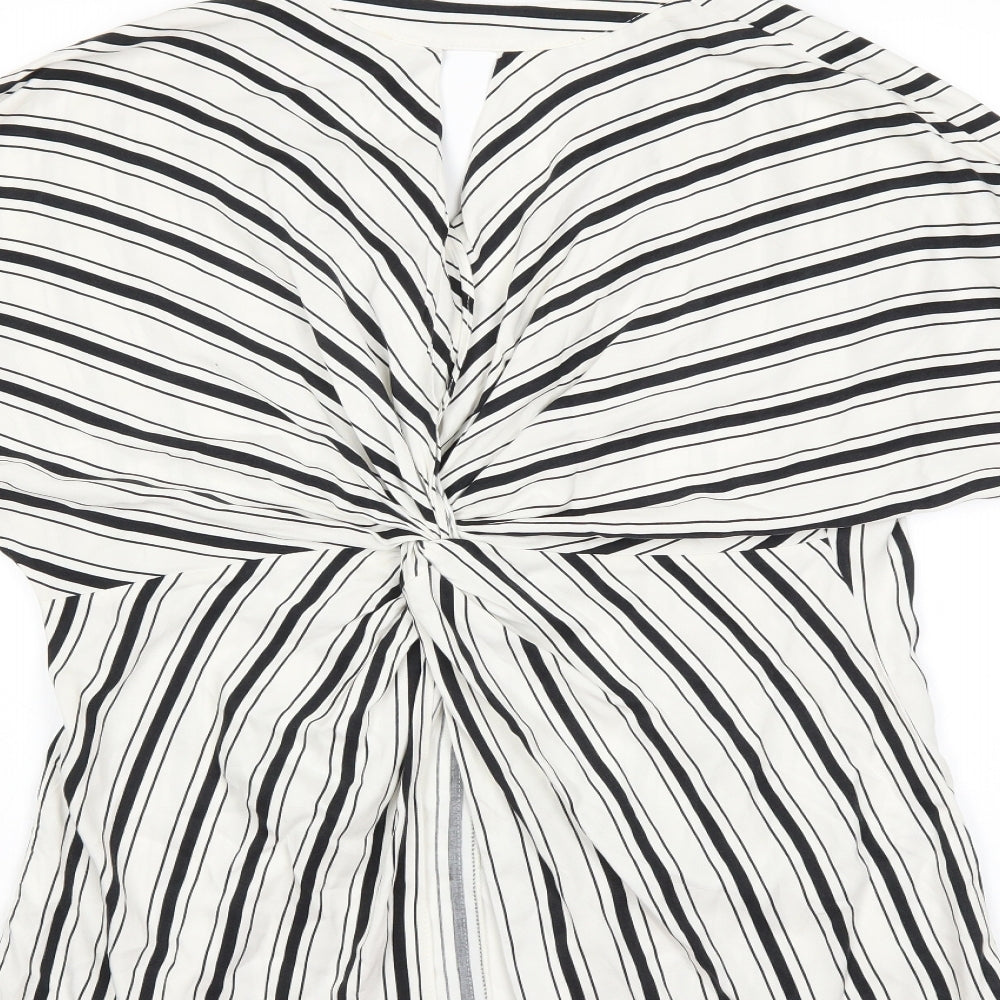 River Island Womens White Striped  Basic Blouse Size 10