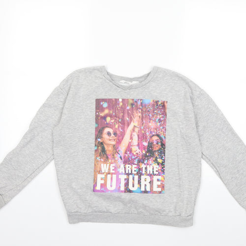 H&M Girls Grey   Pullover Sweatshirt Size 13 Years