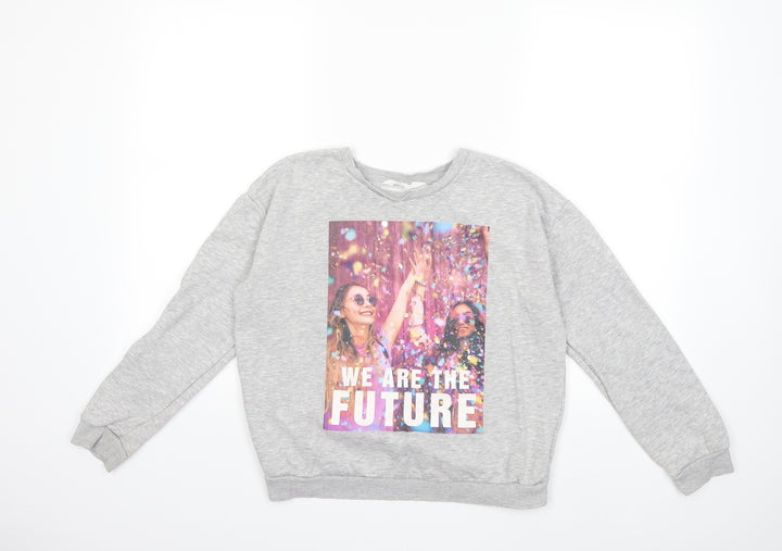 H&M Girls Grey   Pullover Sweatshirt Size 13 Years