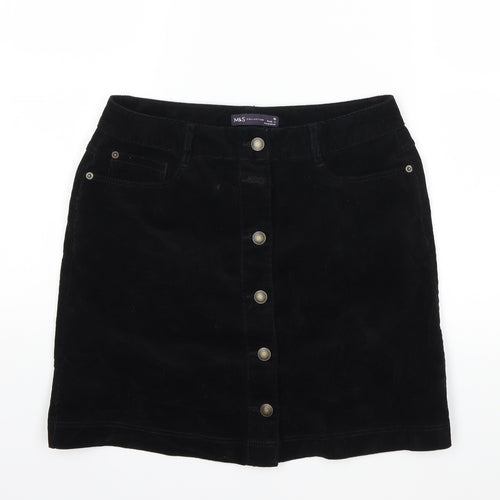 Marks and Spencer Womens Black  Corduroy A-Line Skirt Size 10