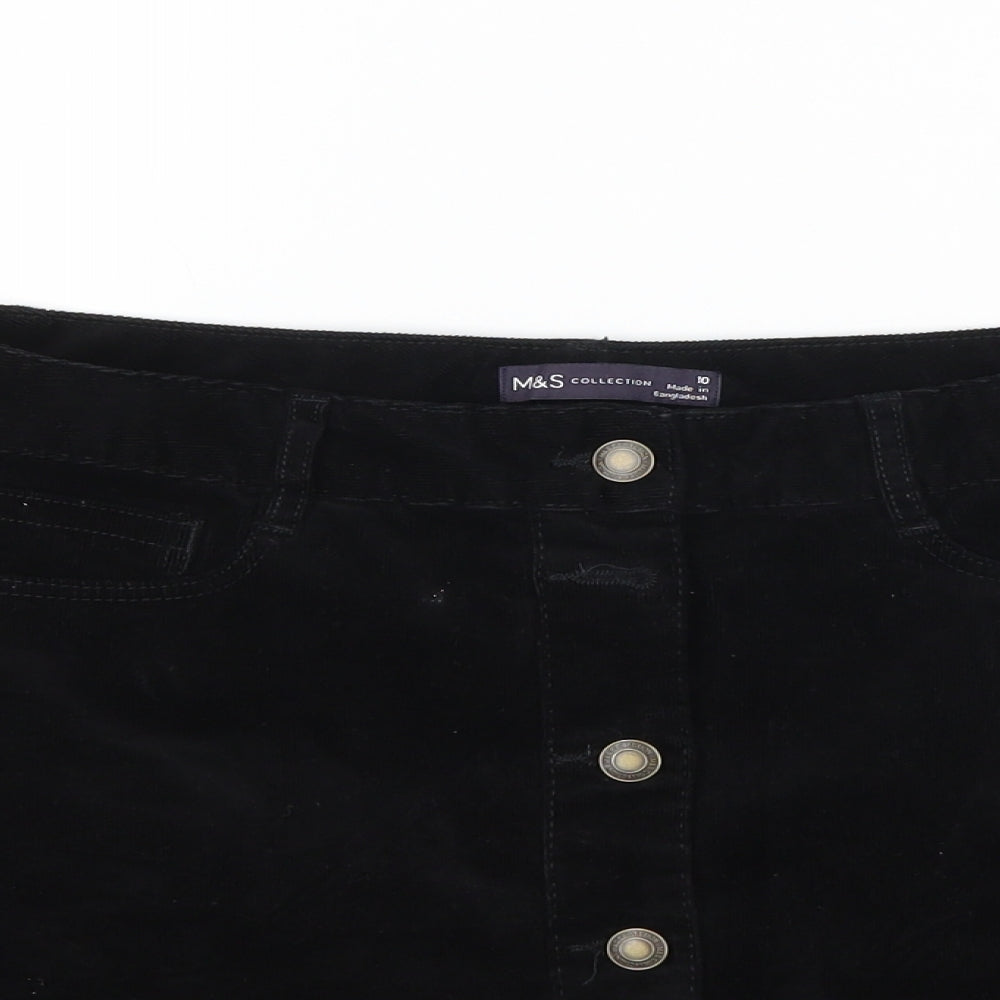 Marks and Spencer Womens Black  Corduroy A-Line Skirt Size 10