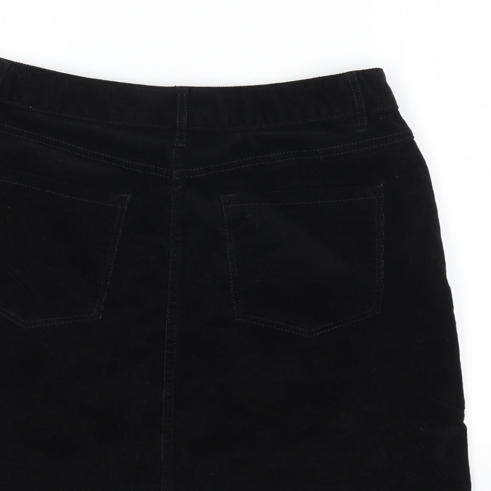 Marks and Spencer Womens Black  Corduroy A-Line Skirt Size 10