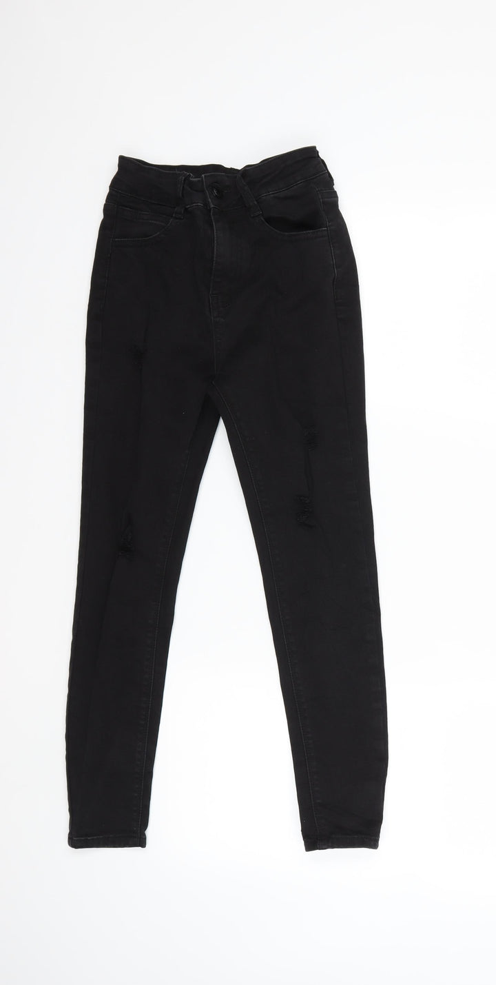 Preworn Womens Black  Denim Skinny Jeans Size 26 in L22 in