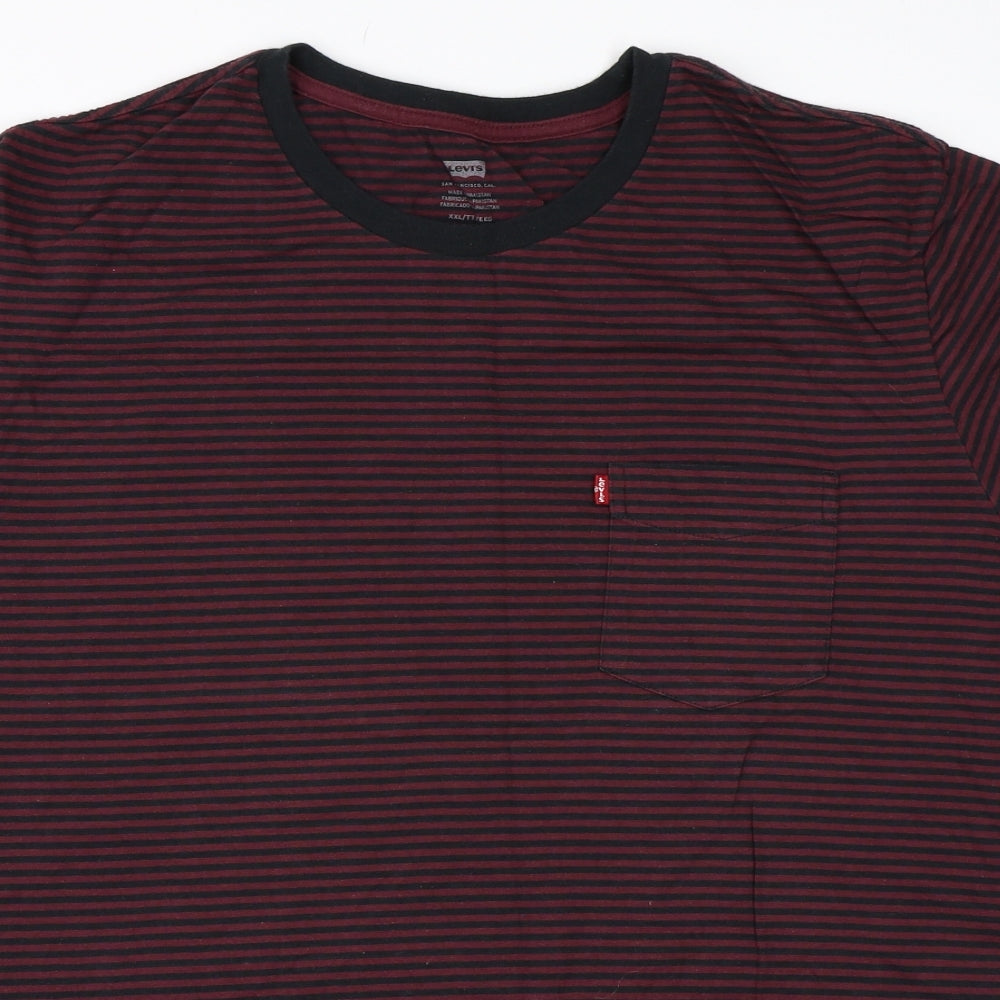 Levi's Mens Red Striped   T-Shirt Size 2XL