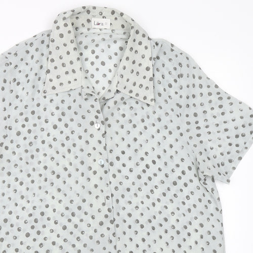 Libra Womens Blue Polka Dot  Basic Blouse Size 12